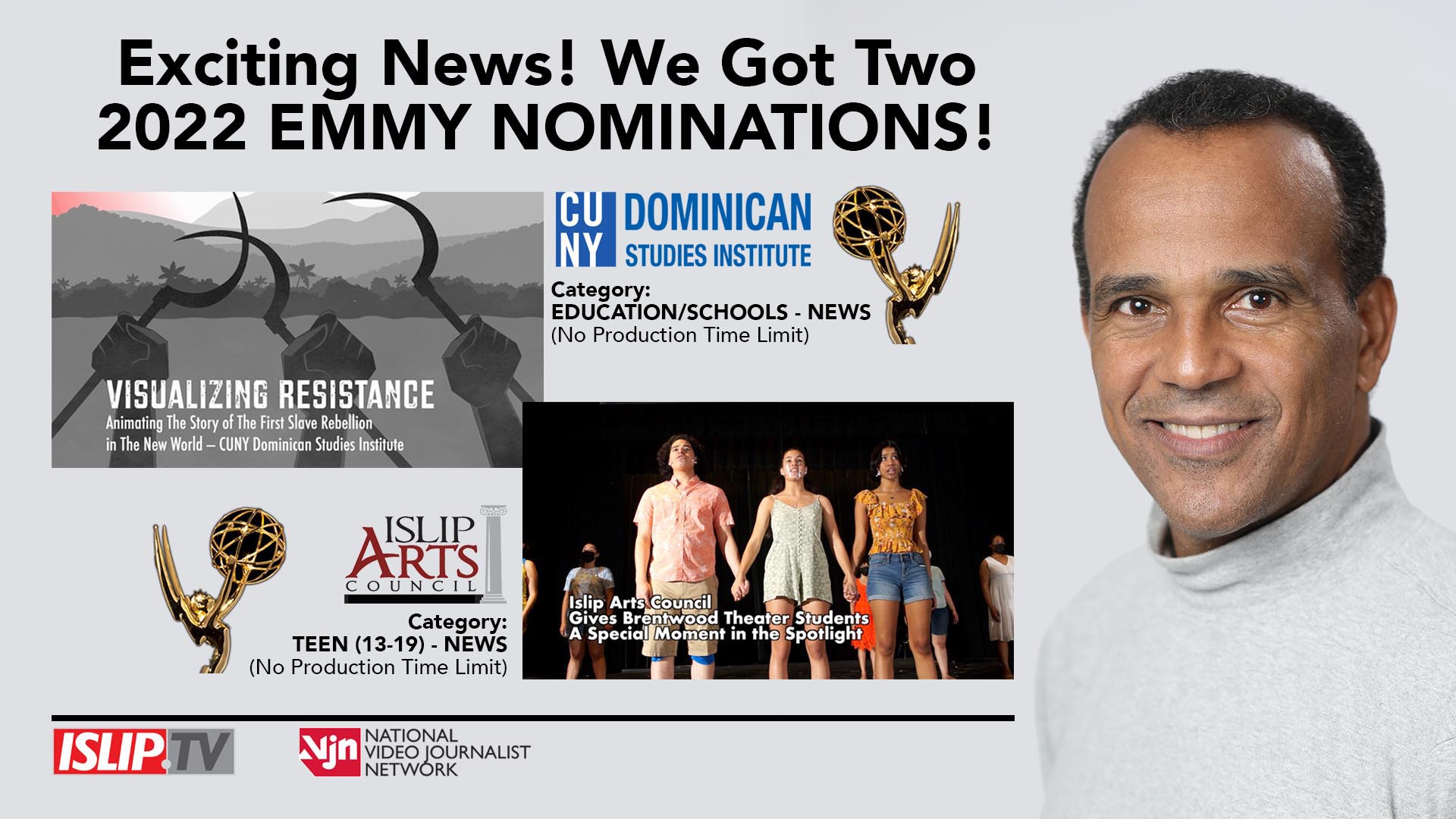 Two NY EMMY® Nominations in 2022 for 'BROADWAY AND MAIN' Publisher Islip TV